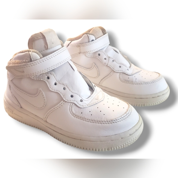 Nike Air Force 1 Mid Kids Shoe Size 9c White Training Sneaker Pre-owned - Picture 5 of 7